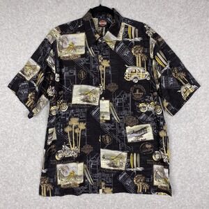 Vintage Harley Davidson Tori Richard Shirt Large Rayon Hawaiian Huntington Beach